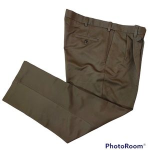 Haggar Brownish Green Pleat Front Dress Pants 40 x 32